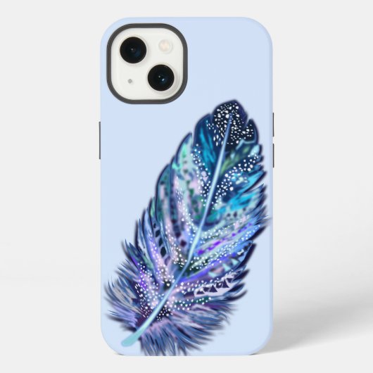 グリッター ブルー フェザー iPhoneケース iPhone 13ケース (裏面)
