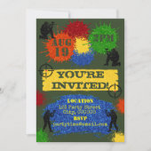 グリッター・ペイントボール・パーティーの招待状 招待状 (正面)