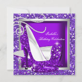 グリッター ホット パープル ハイ ヒール あらゆる 機会 パーティー 招待状 (正面)