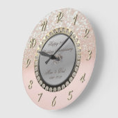 グリッター ボケ ダイヤモンド 25周年 結婚記念日 ラージ壁時計 (傾斜)