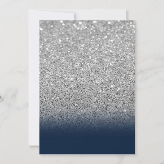 グリッター，ボホフラワーズガラス真珠ブルーキンセアニェラ 招待状 (裏面)