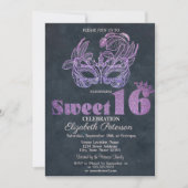 グリッター・マスク・バイオレット Sweet 16 招待状 (正面)