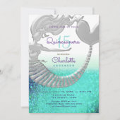 グリッター マーメイド キンセアニエラ 誕生日 招待状 (正面)