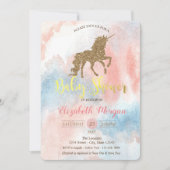 グリッター ユニコーン, 水彩 ベビーシャワー 招待状 (正面)
