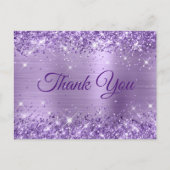 グリッター ライトパープル ホイル 50歳の誕生日 お礼 ポストカード (正面)