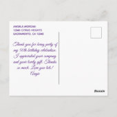 グリッター ライトパープル ホイル 50歳の誕生日 サンクス ポストカード (裏面)