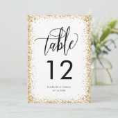 グリッター レセプション テーブル ナンバー 偽のゴールド グリッター 招待状 (スタンド正面)