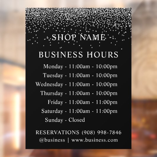 グリッター | ロゴと営業時間 | デカール看板 ウィンドウサイン (シート2)