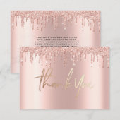 グリッター ローズゴールド ドリップ マーブル サンクス カード (正面/裏面)