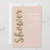 グリッター ローズゴールド ブラッシュ グラム ブライダルシャワー 招待状 (正面)