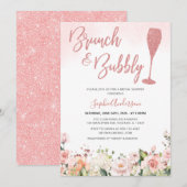 グリッター ローズゴールド ブランシュ アンド バブル ブライダル シャワー 招待状 (正面/裏面)
