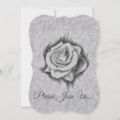 グリッター、ローズ、ダイヤモンド＆リボン ウェディング シャワー カード (裏面)