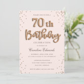 グリッター ローズ フォイル 風船 70歳 誕生日 エレガント 招待状 (スタンド正面)