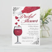 グリッター ワイン ブライダル シャワー 招待状 (スタンド正面)