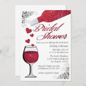 グリッター ワイン ブライダル シャワー 招待状 (正面/裏面)