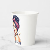 グリッター、ワイン、不安レトロガール紙カップ 紙コップ (左)