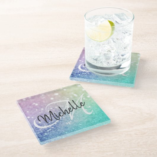 グリッター《写真》ぼけ味グラマラスエレガント ガラスコースター (アングル)