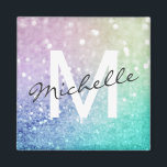 グリッター《写真》ぼけ味グラマラスエレガント マグネット<br><div class="desc">このカラフル《写真》ぼけ味エレガントグリッターパターンを名前をカスタムするやモノグラムで簡単にパーソナライズできる。</div>