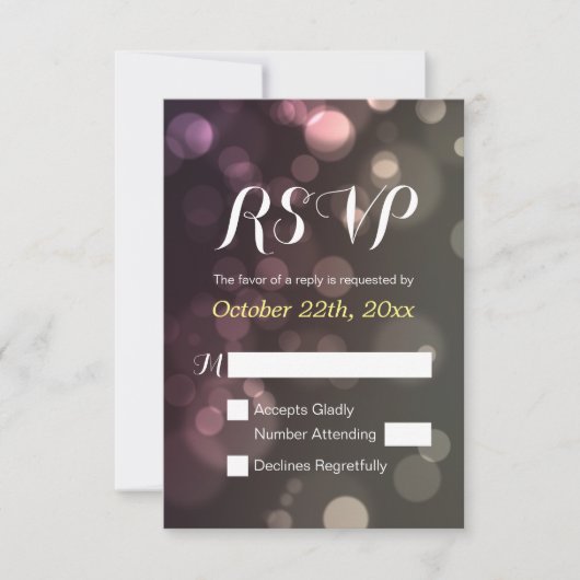 グリッター《写真》ぼけ味ス結婚パークルブライダルシャワーRSVP 出欠カード (正面)