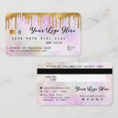 グリッター《写真》ぼけ味金ゴールドドリップスクレジットカードロイヤリティカード 名刺 (正面/裏面)