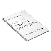 グリッター、子馬、及びアイスクリームのノート ノートブック (右側)