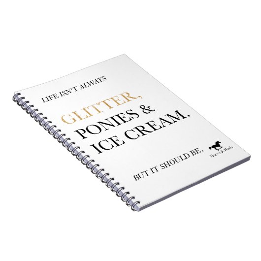 グリッター、子馬、及びアイスクリームのノート ノートブック (右側)