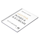 グリッター、子馬、及びアイスクリームのノート ノートブック (左側)