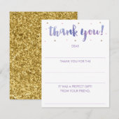 グリッター 記入欄 紫色 ありがとうございます ノートカード (正面/裏面)