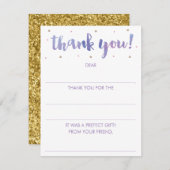 グリッター 記入欄 紫色 サンクス ノートカード (正面/裏面)