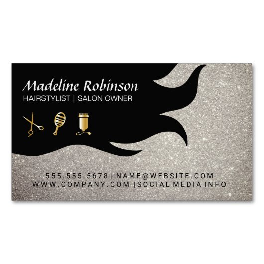 グリッター | Glamor Stylist Kit |髪と美しい マグネット名刺 (正面)