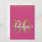 グリッター& Script 50 & Fabulow、ホットピンク誕生日 招待状 (裏面)