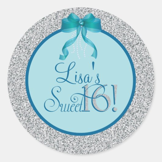 グリッター、Sweet sixteenパーティーシール ラウンドシール (正面)