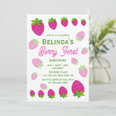 グリッター Y2K ストロベリー ベリー ファースト 1歳 誕生日 招待状 (スタンド正面)