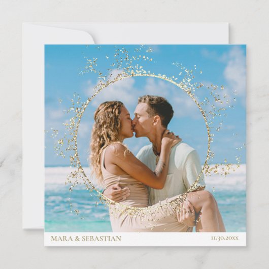 *~*グリッターDIYカップル写真RSVP QR AR6 結婚's 招待状 (正面)