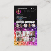 グリッターInstagramピンク爪、 ネイルQRコードソーシャルメディア 名刺 (正面)
