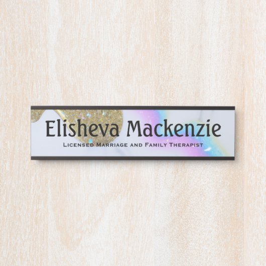 グリッターLMFTセラピストオフィスのドアの署名名プレート サインプレート (正面)