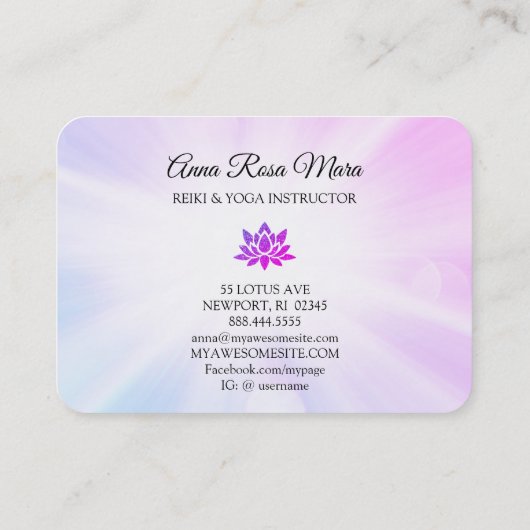 *~*グリッターLotus Rays霊気修復エネルギー 名刺 (裏面)