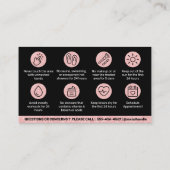 グリッターPink Brows AfterCare PMU Browの指示 名刺 (裏面)