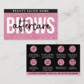 グリッターPink Brows AfterCare PMU Browの指示 名刺 (正面/裏面)