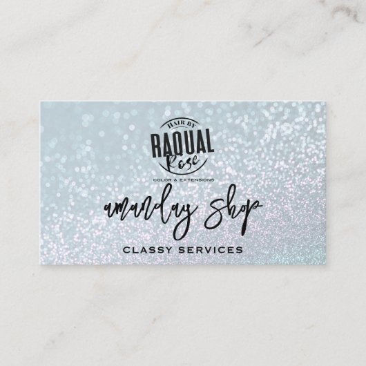 グリッターQRコードロゴオンラインショップアクアウォーター 名刺 (正面)