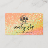 グリッターQRコードロゴオンラインショップピーチオレンジ 名刺 (正面)