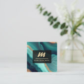 *~*グリッターQRルクースイニシャルAP66ターコイズ金ゴールド スクエア名刺 (スタンド正面)