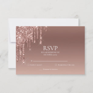 グリッターRSVP 50thピンクの誕生日パーティー 出欠カード