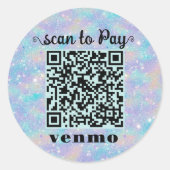 グリッターVenmo QRコード丸ステッカー ラウンドシール (正面)