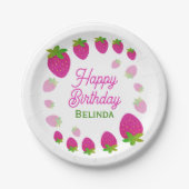 グリッターY2Kストロベリーベリー誕生日 ペーパープレート (正面)