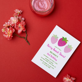 グリッターY2Kピンクいちご2nd誕生日 招待状