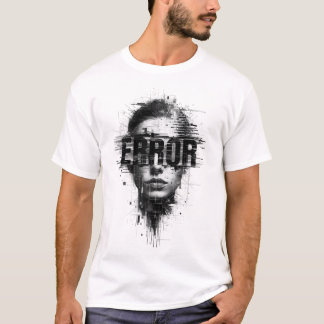 グリッチアート「エラー」顔Tシャツ | サイバパンクデジタ Tシャツ