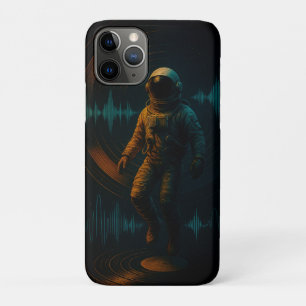 グリッチウェーブ・サウンド・アートに浮かぶ宇宙飛行士 iPhone 11 PROケース
