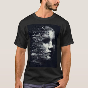グリッチエッセンス – 抽象芸術デジタルポートレートティー Tシャツ