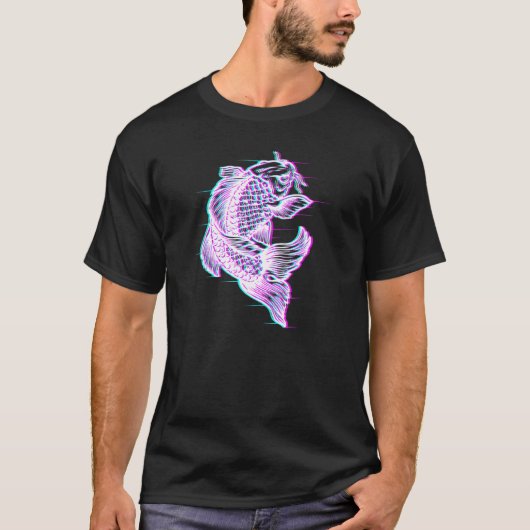 グリッチエフェクト 和風 錦鯉 ? ヴァポールウェーブ美学 Tシャツ (正面)